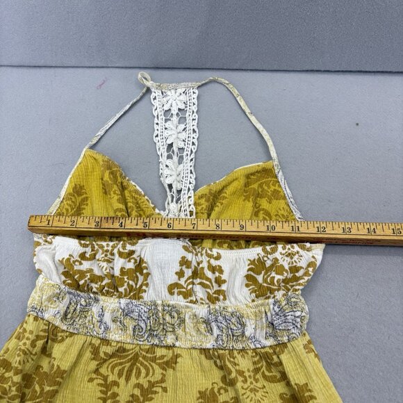 Y2K Vintage Self Esteem Yellow Ombré Halter Tank‎ Crochet Detail Boho SZ Medium - Picture 9 of 10